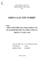 Phân tích hiệu quả hoạt động sản xuất kinh doanh của tổng công ty thuốc lá việt nam