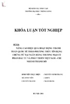 Nâng cao hiệu quả hoạt động thanh toán quốc tế theo phương thức tín dụng chứng từ tại ngân hàng thương mại cổ phần đầu tư và phát triển việt nam   chi nhánh thành đô