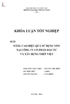 Nâng cao hiệu quả sử dụng vốn tại công ty cổ phần đầu tư và xây dựng thép việt