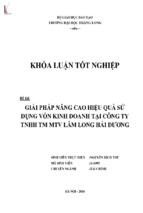 Giải pháp nâng cao hiệu quả sử dụng vốn kinh doanh tại công ty tnhh thương mại một thành viên lâm long hải dương