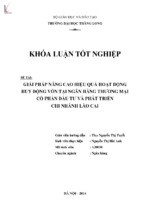 Giải pháp nâng cao hiệu quả hoạt động huy động vốn tại ngân hàng thương mại cổ phần đầu tư và phát triển chi nhánh lào cai