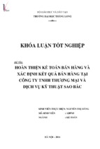 Hoàn thiện kế toán bán hàng và xác định kết quả bán hàng tại công ty tnhh thương mại và dịch vụ kỹ thuật sao bắc