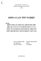 Phân tích các nhân tố ảnh hưởng đến hiệu quả sản xuất kinh doanh của các công ty ngành xây dựng được niêm yết trên thị trường chứng khoán việt nam