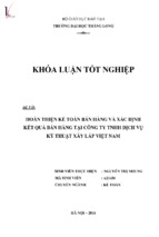 Hoàn thiện công tác kế toán bán hàng và xác định kết quả bán hàng tại công ty tnhh dịch vụ kỹ thuật xây lắp việt nam