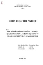 Một số giải pháp nhằm nâng cao hiệu quả hoạt động sử dụng vốn lưu động tại công ty trách nhiệm hữu hạn quang phượng