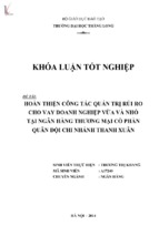 Hoàn thiện công tác quản trị rủi ro cho vay doanh nghiệp vừa và nhỏ tại ngân hàng thương mại cổ phần quân đội chi nhánh thanh xuân