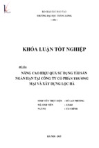 Nâng cao hiệu quả sử dụng tài sản ngắn hạn tại công ty cổ phần thương mại và xây dựng lộc hà