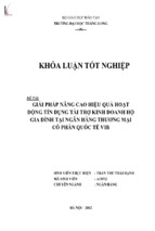 Giải pháp nâng cao hiệu quả hoạt động tín dụng tài trợ kinh doanh hộ gia đình tại ngân hàng thương mại cổ phần quốc tế vib