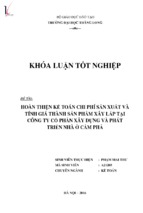 Hoàn thiện kế toán chi phí sản xuất và tính giá thành sản phẩm xây lắp tại công ty cổ phần xây dựng và phát triển nhà ở cẩm phả