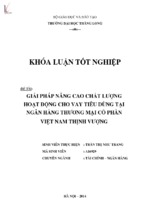 Giải pháp nâng cao chất lượng hoạt động cho vay tiêu dùng tại ngân hàng thương mại cổ phần việt nam thịnh vượng