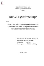 Nâng cao chất lượng hoạt động cho vay tại ngân hàng nông nghiệp và phát triển nông thôn chi nhánh hoàng mai