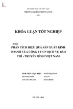 Phân tích hiệu quả sản xuất kinh doanh của công ty cổ phần dịch vụ báo chí   truyền hình việt nam