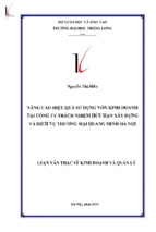 Nâng cao hiệu quả sử dụng vốn kinh doanh tại công ty tnhh xây dựng & dịch vụ thương mại quang minh hà nội