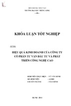 Hiệu quả kinh doanh của công ty cổ phần tư vấn đầu tư và phát triển công nghệ cao