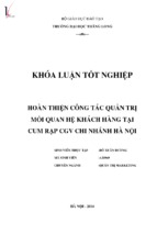 Hoàn thiện công tác quản trị mối quan hệ khách hàng tại cụm rạp cgv chi nhánh hà nội