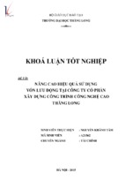 Nâng cao hiệu quả sử dụng vốn lưu động tại công ty cổ phần xây dựng công trình công nghệ cao thăng long