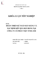 Hoàn thiện công tác kế toán bán hàng và xác định kết quả bán hàng tại công ty cổ phần việt tinh anh