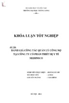 đánh giá công tác quản lý công nợ tại công ty cổ phần thiết bị y tế medinsco