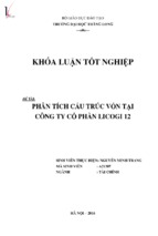 Phân tích cấu trúc vốn tại công ty cổ phần licogi 12