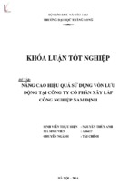 Nâng cao hiệu quả sử dụng vốn lưu động tại công ty cổ phần xây lắp công nghiệp nam định