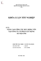 Nâng cao công tác huy động vốn tại công ty cổ phần xây dựng hà nội cpm khóa luận tốt nghiệp ngành tài chính