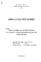 Nâng cao hiệu quả sử dụng tài sản của công ty cổ phần kinh doanh sao việt missan hà nội