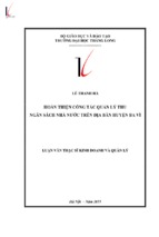 Hoàn thiện công tác quản lý thu ngân sách nhà nước trên địa bàn huyện ba vì