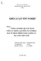 Nâng cao hiệu quả sử dụng vốn lưu động tại công ty cổ phần đầu tư phát triển năng lượng và hạ tầng việt nam