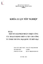 Một số giải pháp hoàn thiện công tác hoạch định chiến lược cho công ty tnhh thương mại quốc tế biển bạc