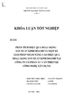 Phân tích hiệu quả hoạt động sản xuất kinh doanh và một số giải pháp nhằm nâng cao hiệu qảu hoạt động sản xuất kinh doanh tại công ty cổ phần tư vấn thiết kế công nghệ xây dựng