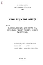 đánh giá hiệu quả kinh doanh của công ty cổ phần kỹ thuật và du lịch tân hùng lâm