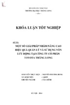 Một số giải pháp nhằm nâng cao hiệu quả sử dụng vốn lưu đôngh tại công ty cổ phầntoyota thăng long