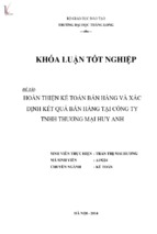 Hoàn thiện kế toán bán hàng và xác định kết quả bán hàng tai công ty thương mại huy anh