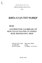 Giải pháp nâng cao hiệu quả sử dụng tài sản tại công ty cổ phần dược phẩm davinci   pháp