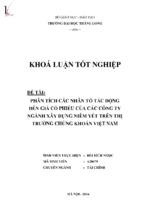 Phân tích các nhân tố tác động đến giá cổ phiếu của các công ty ngành xây dựng niêm yết trên thị trường chứng khoán việt nam