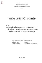 Giải pháp nâng cao chất lượng cho vay tiêu dùng tại ngân hàng thương mại cổ phần hàng hải   chi nhánh hà nội