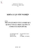 Một số giải pháp nhằm nâng cao hiệu quả quản lý vốn lưu động tại công ty cổ phần xây dựng đô thị