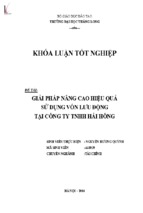 Giải pháp nâng cao hiệu quả sử dụng vốn lưu động tại công ty tnhh hải hồng