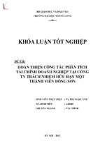 Hoàn thiện công tác phân tích tài chính doanh nghiệp tại công ty trách nhiệm hữu hạn một thành viên đông sơn