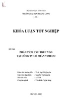 Phân tích cấu trúc vốn tại công ty cổ phần vimeco