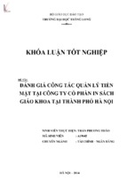 đánh giá công tác quản lý tiền mặt tại công ty cổ phần in sách giáo khoa tại thành phố hà nội