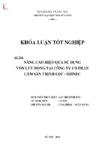 Nâng cao hiệu quả sử dụng vốn lưu động tại công ty cổ phần lâm sản thịnh lộc   shinec