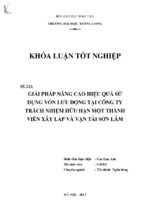 Giải pháp nâng cao hiệu quả sử dụng vốn lưu động tại công ty trách nhiệm hữu hạn một thành viên xây lắp và vận tải sơn lâm