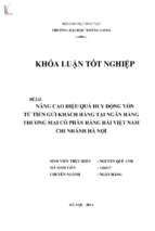 Nâng cao hiệu quả huy động vốn từ tiền gửi khách hàng tại ngân hàng thương mại cổ phần hàng hải việt nam chi nhánh hà nội