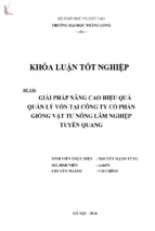 Giải pháp nâng cao hiệu quả quản lý vốn tại công ty cổ phần giống vật tư nông lâm nghiệp tuyên quang