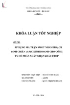 áp dụng ma trận swot nhằm hoạch định chiến lược kinh doanh cho công ty cổ phần xuất nhập khẩu etop