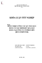 Hoàn thiện công tác kế toán bán hàng và xác định kết quả bán hàng tại công ty cổ phần bền (ben computer)