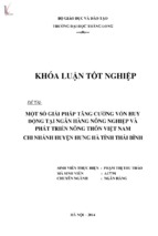 Một số giải pháp tăng cường vốn huy động tại ngân hàng nông nghiệp và phát triển nông thôn việt nam chi nhánh huyện hưng hà tỉnh thái bình