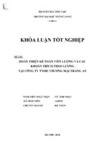 Hoàn thiện kế toán tiền lương và các khoản trích theo lương tại công ty tnhh thương mại tràng an