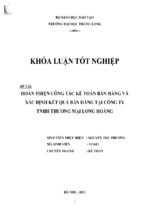 Hoàn thiện công tác kế toán bán hàng và xác định kết quả bán hàng tại công ty tnhh thương mại long hoàng